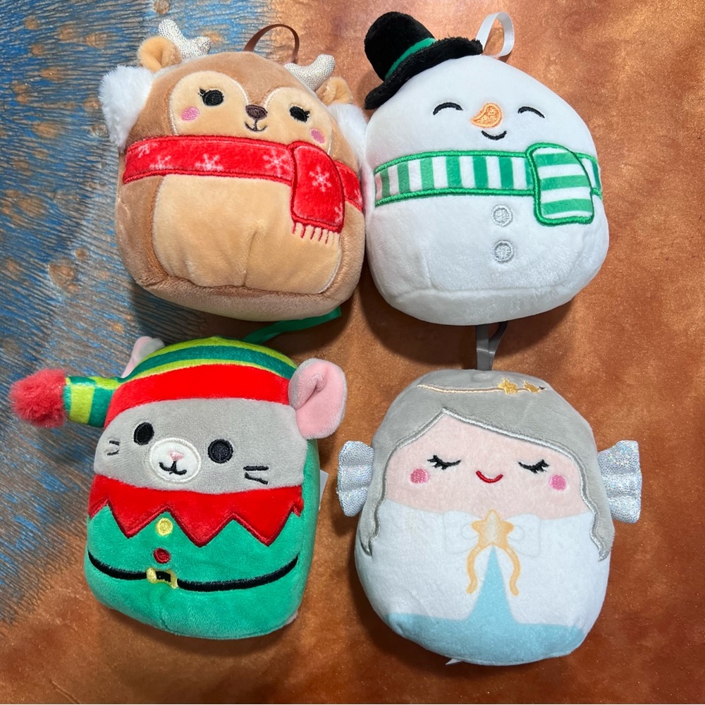 Squishmallow 2022 Christmas Plush Ornaments Angel snowman reindeer cat